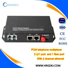 RJ11 Conector telefónico fxs / fxo a convertidor óptico de fibra Multiplexor telefónico de 2 canales